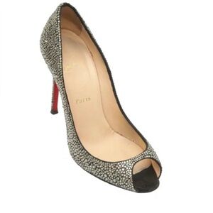 Christian Louboutin Pump Crystal Suede Sexy Strass Peep Toe